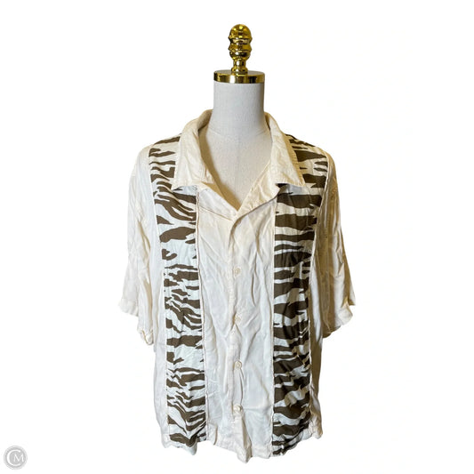 Top Short Sleeve By Urban Outfitters In Brown & Cream, Size: L