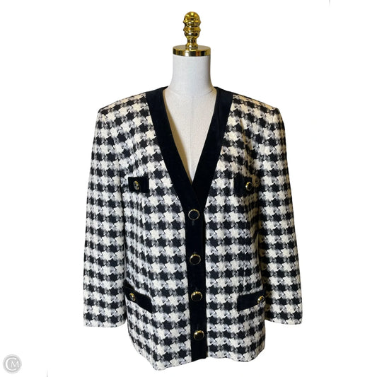 Blazer Luxury Designer By Givenchy In Black & Cream, Size: 16