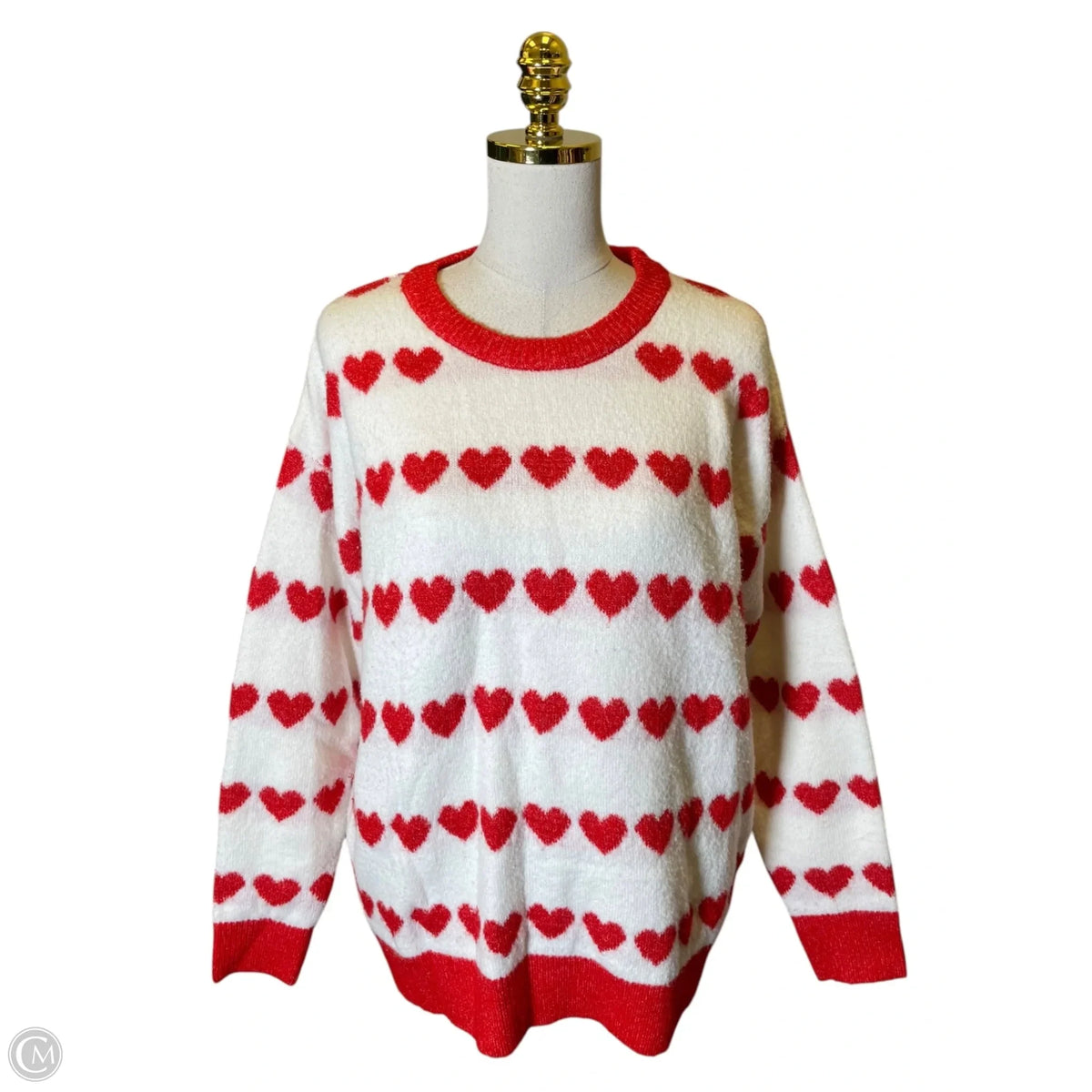 Sweater By Serra In Red & White, Size: L