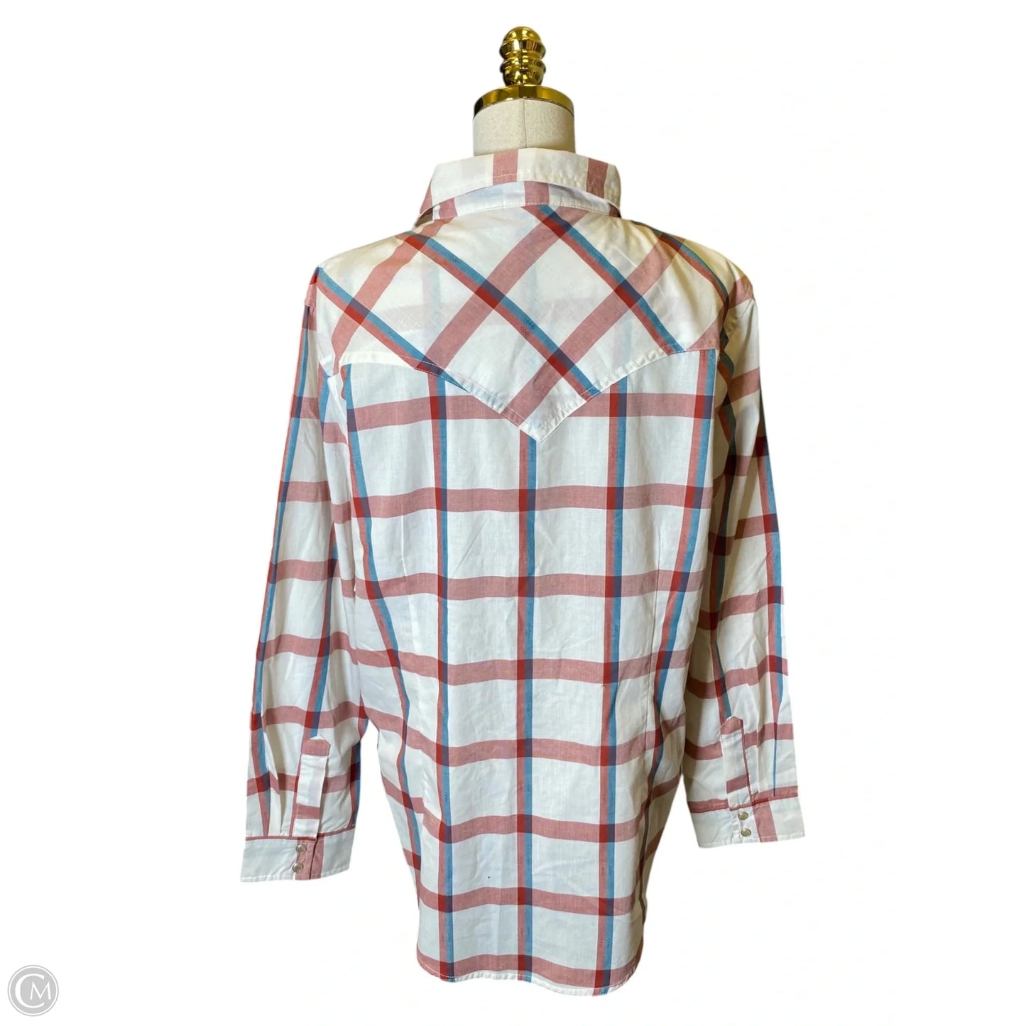 Top Long Sleeve By Wrangler In Plaid Pattern, Size: Xl