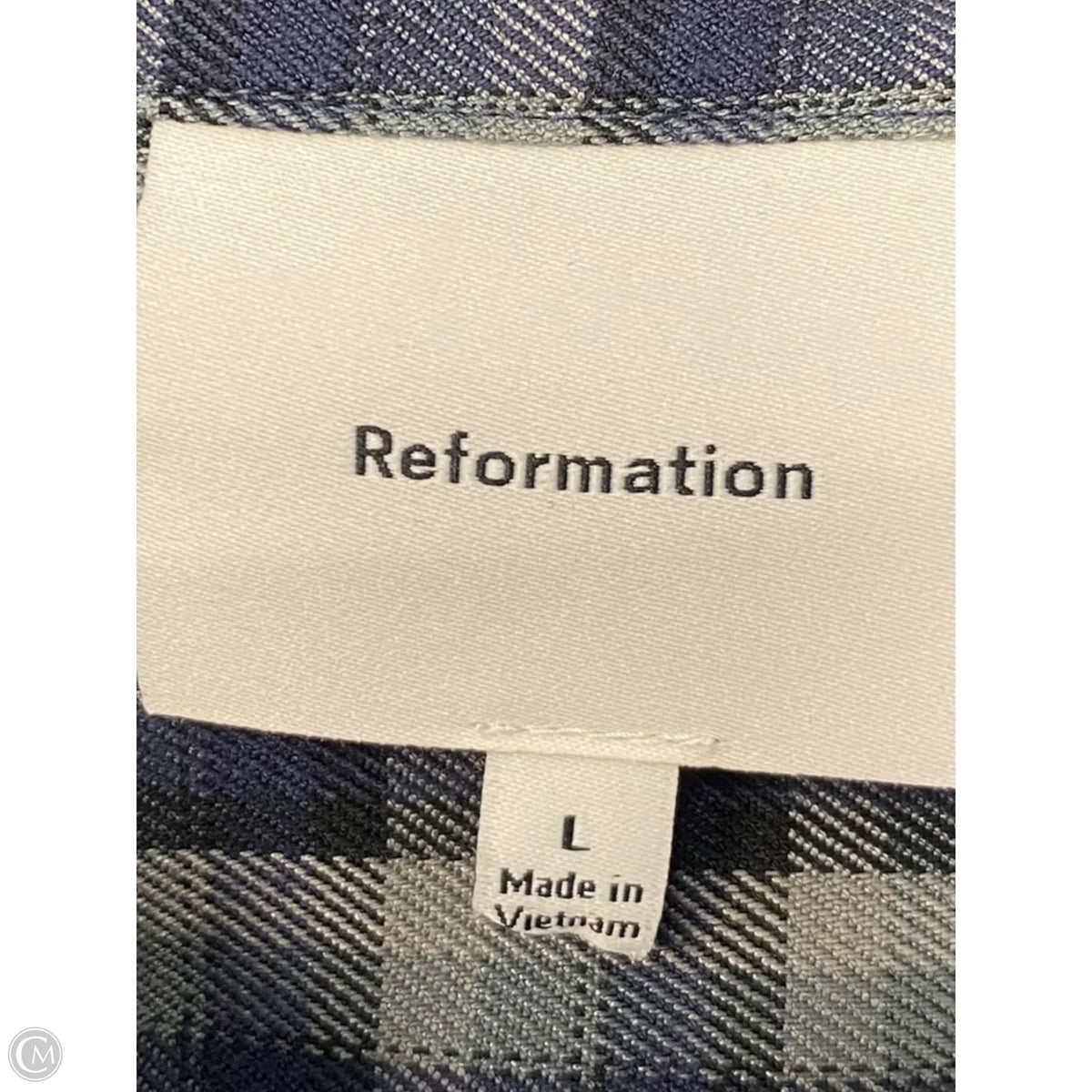 Top Long Sleeve By Reformation In Plaid Pattern, Size: L