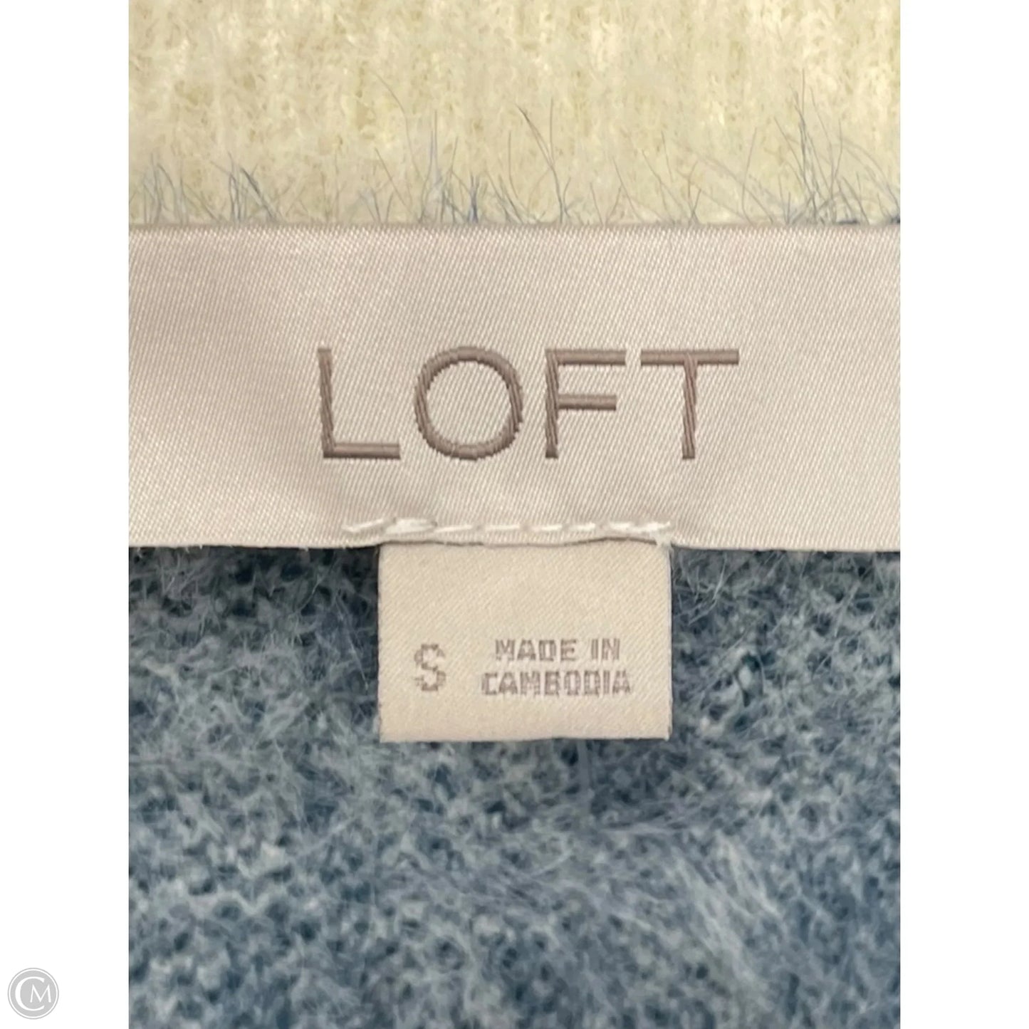 Sweater By Loft In Blue & Cream, Size: S