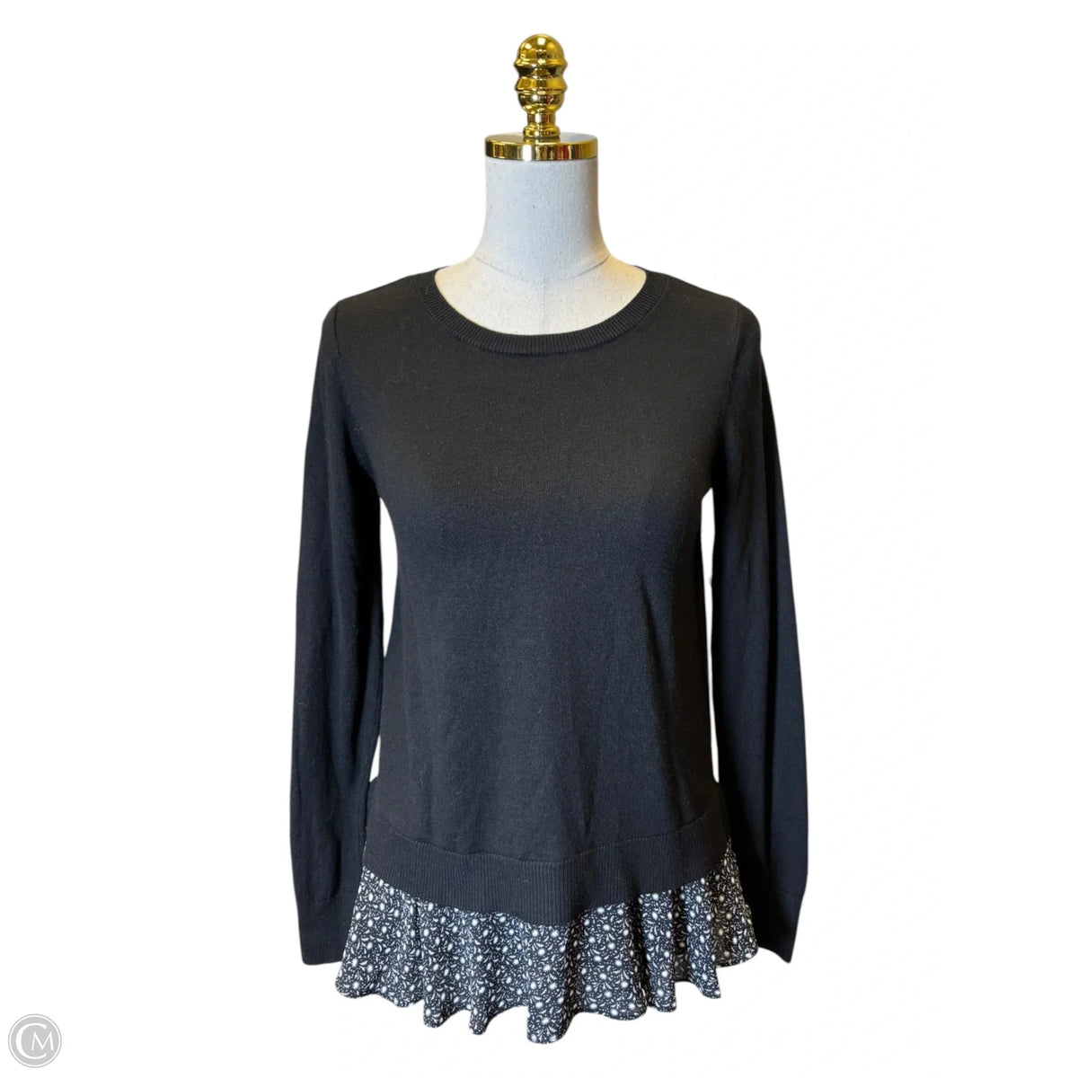 Top Long Sleeve By Loft In Black & White, Size: S