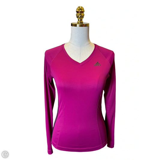 Athletic Top Long Sleeve Collar By Adidas In Black & Purple, Size: S