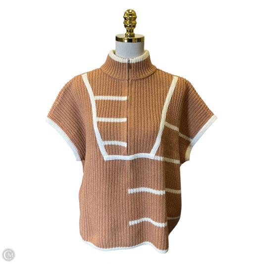 Sweater Short Sleeve By New York And Co In Brown & Cream, Size: Xl