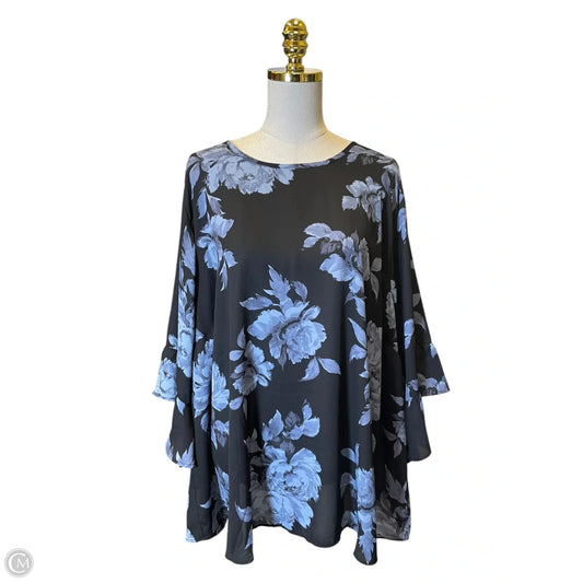 Top 3/4 Sleeve By Torrid In Black & Blue, Size: 5X
