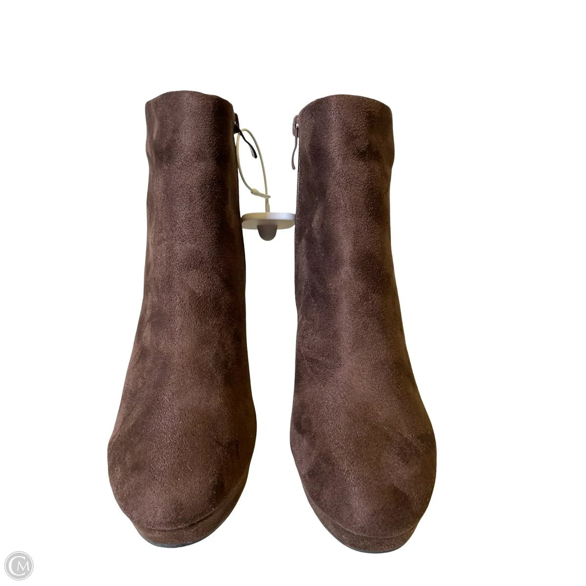 Boots Ankle Heels By Forever In Brown, Size: 8
