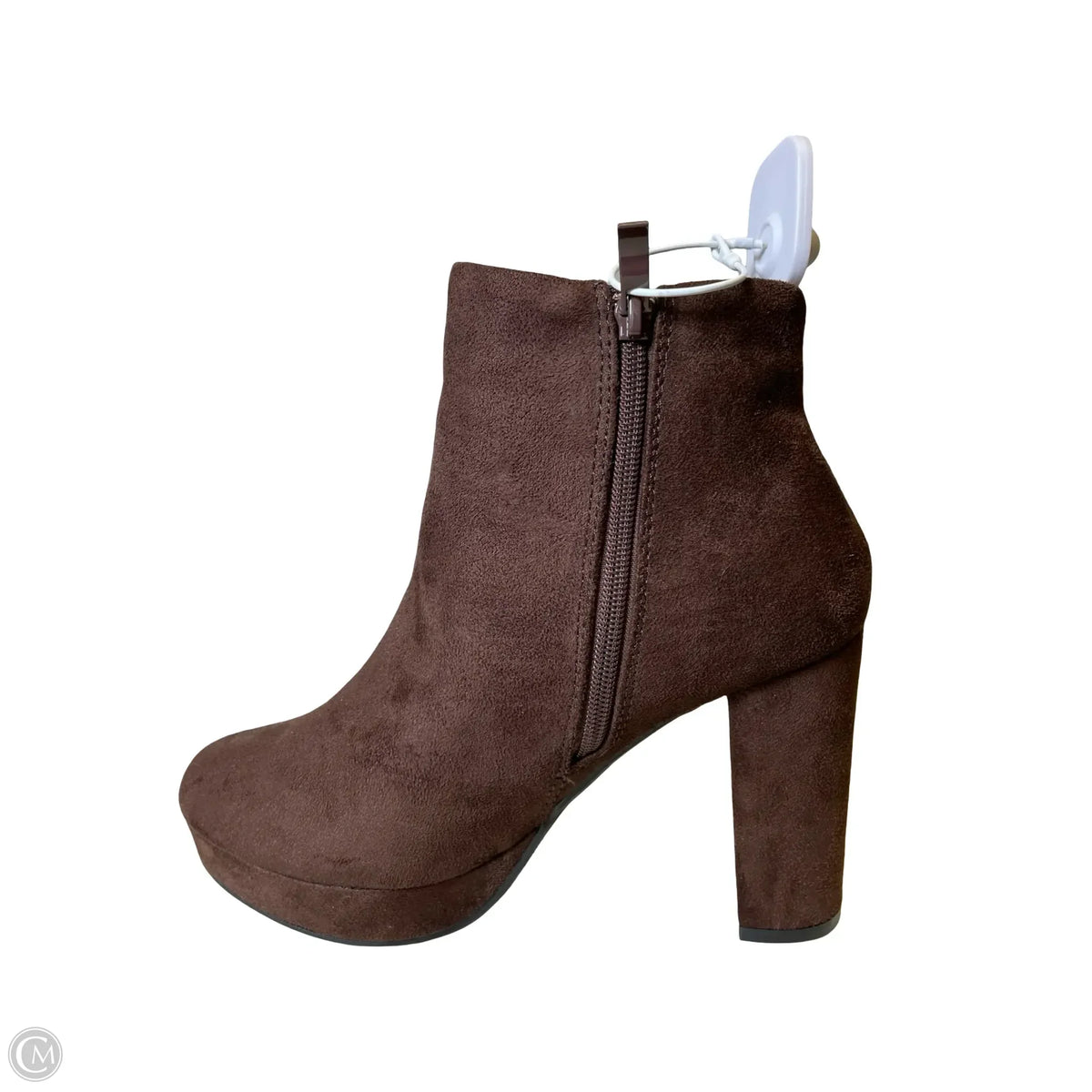 Boots Ankle Heels By Forever In Brown, Size: 8