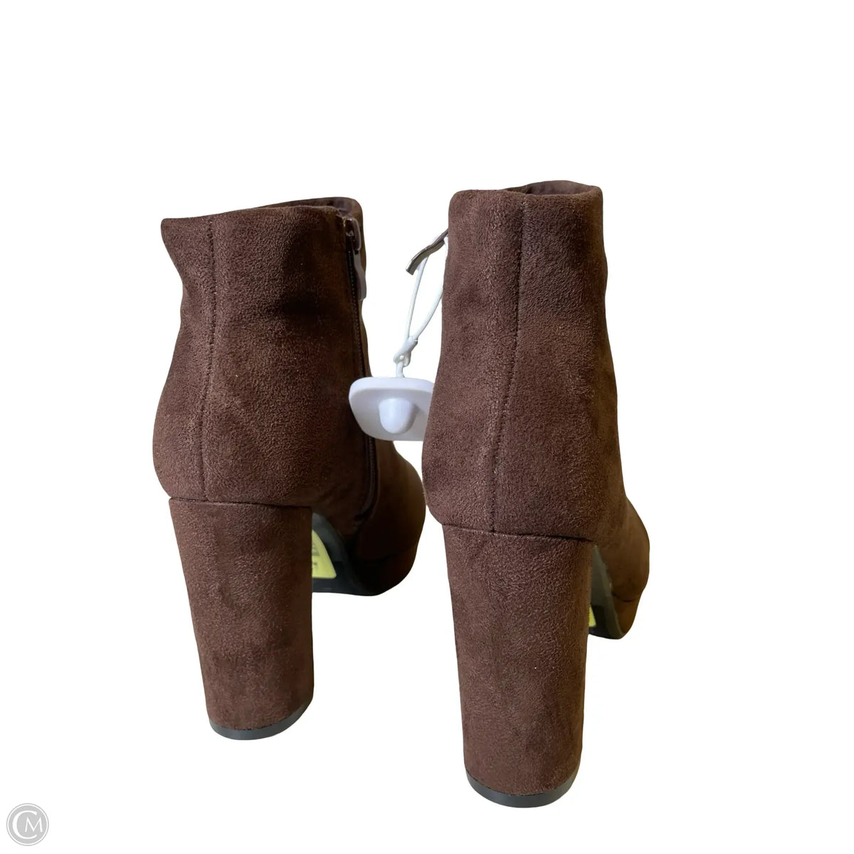 Boots Ankle Heels By Forever In Brown, Size: 8