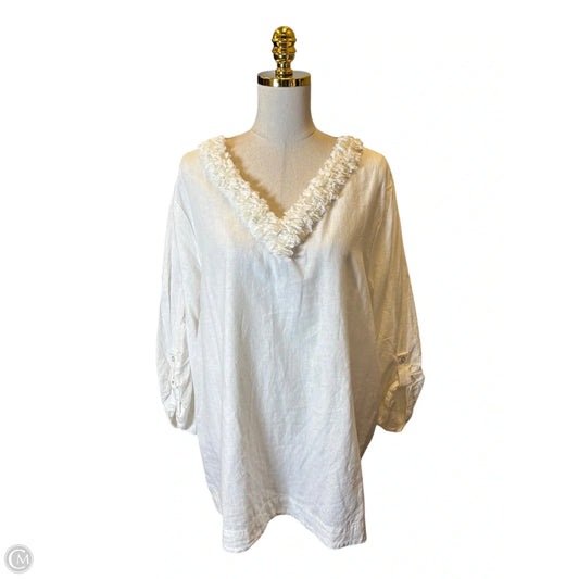Top 3/4 Sleeve By Chicos In White, Size: Xxl