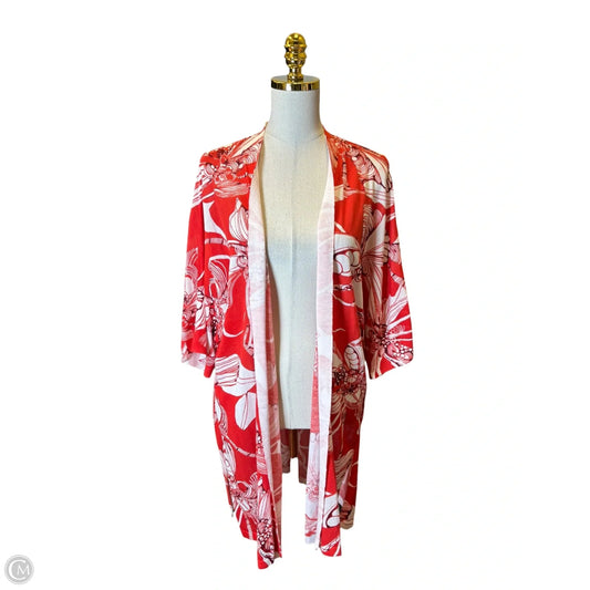 Kimono By Chicos In Red & White, Size: Xl