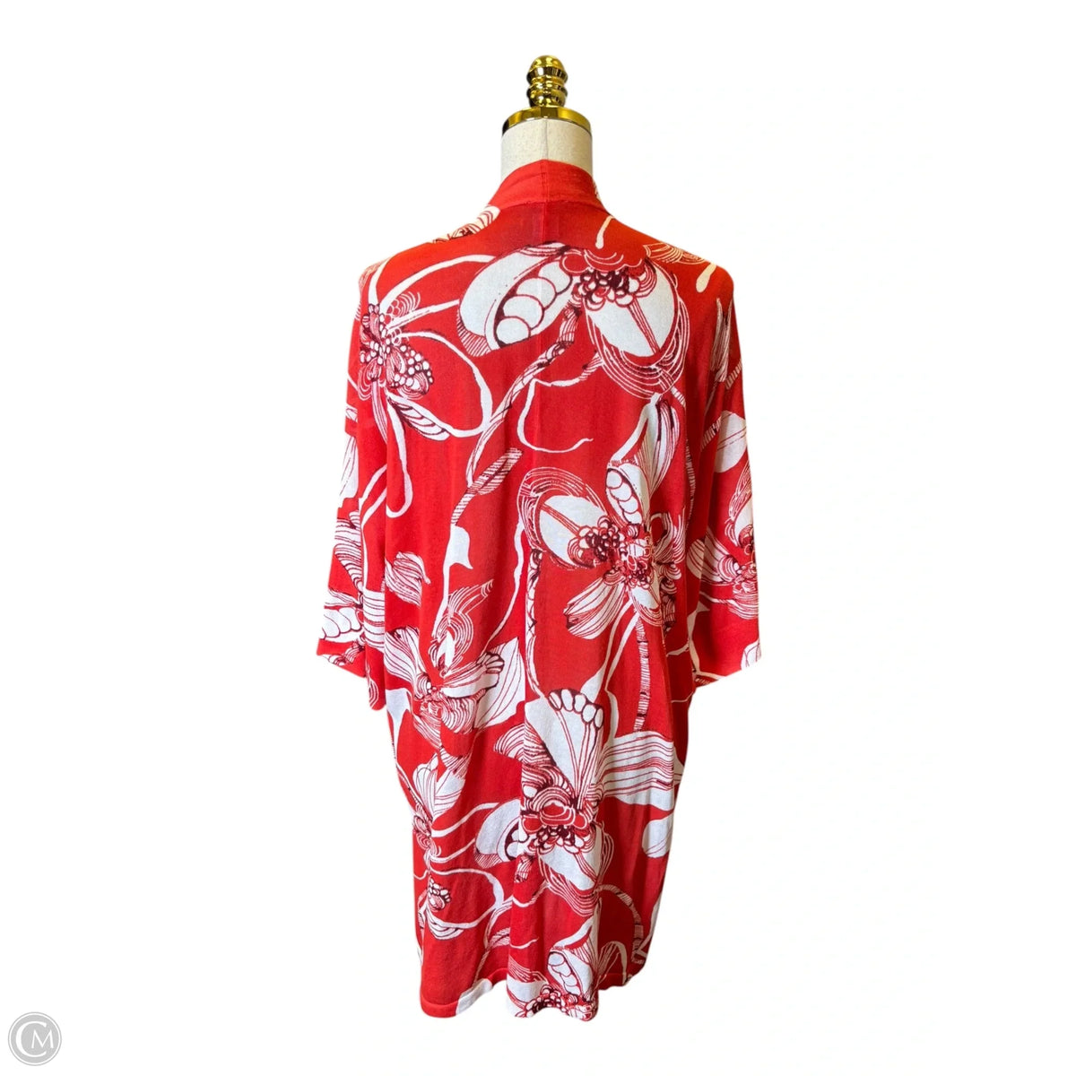 Kimono By Chicos In Red & White, Size: Xl
