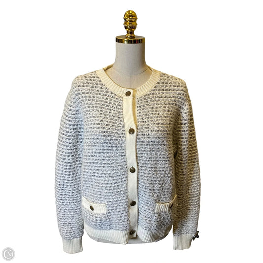 Sweater Cardigan By Loft In Black & White, Size: Xl