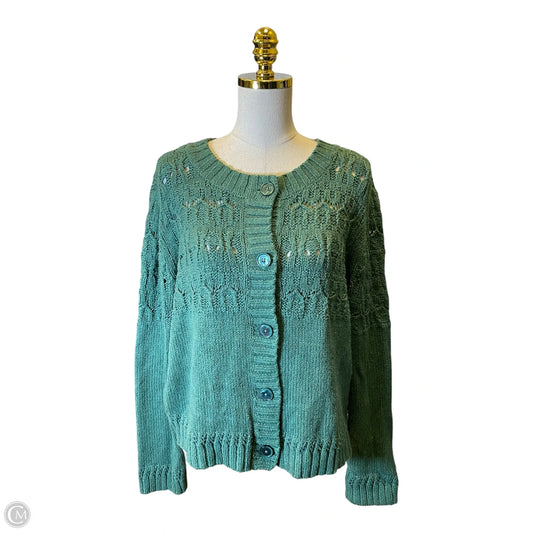 Sweater Cardigan By Talbots In Green, Size: L