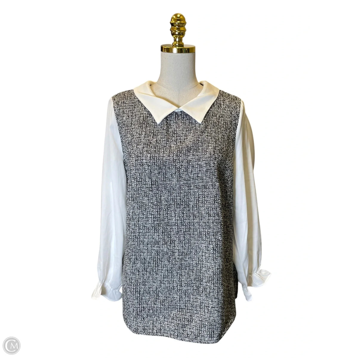 Top Long Sleeve By Bloomchic In Black & White, Size: 12