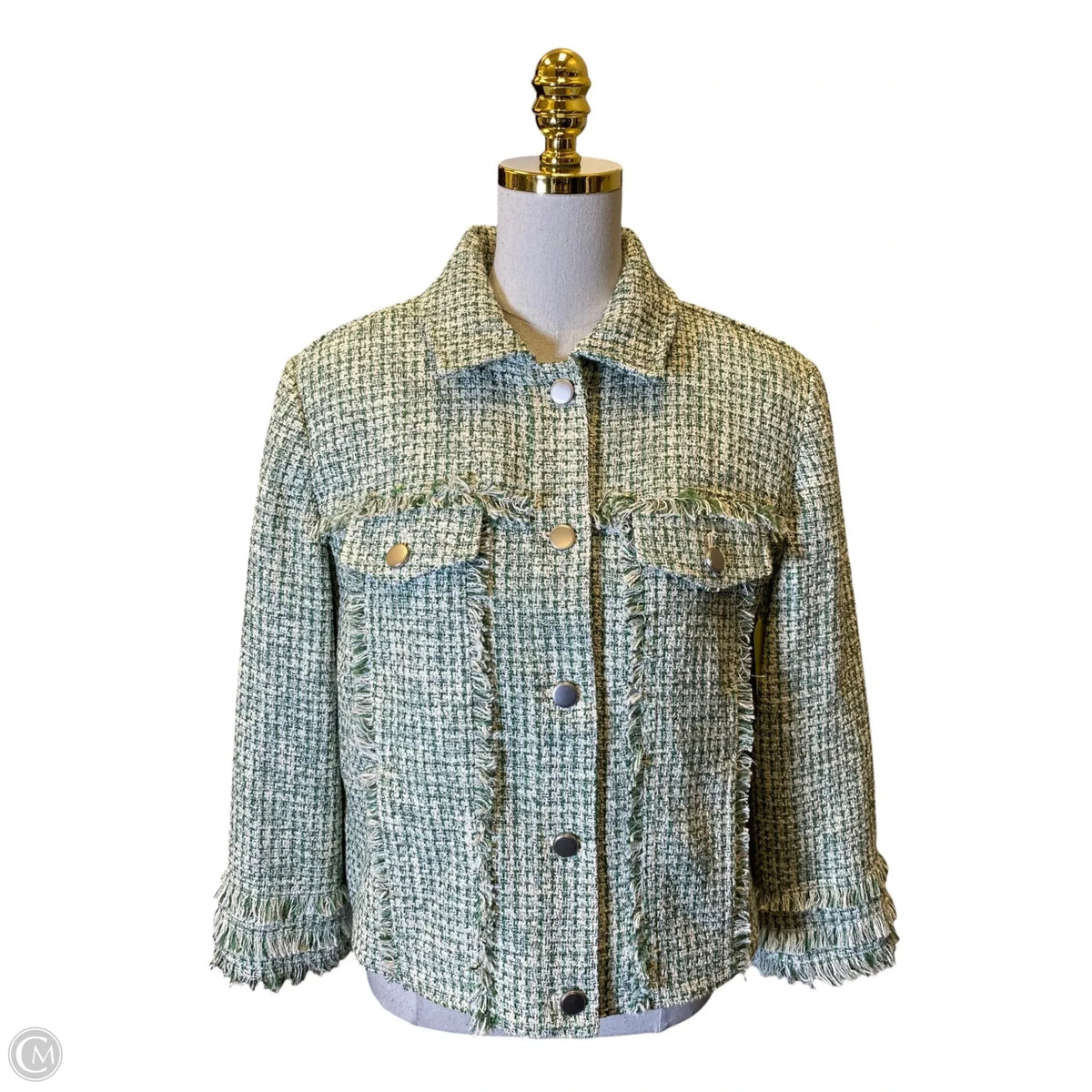 Blazer By Chicos In Green & White, Size: L