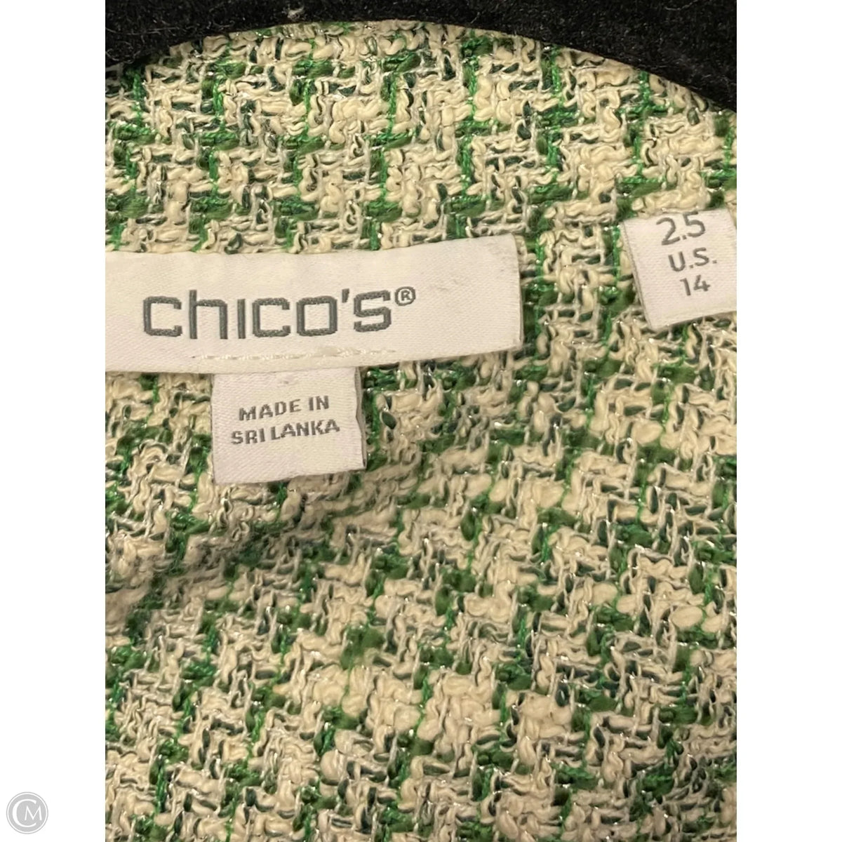 Blazer By Chicos In Green & White, Size: L
