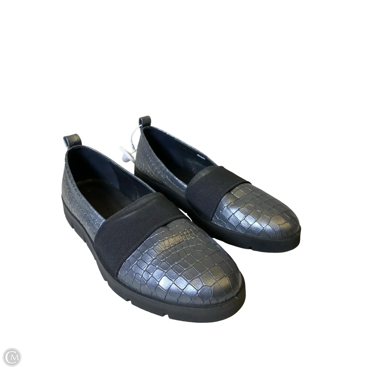 Shoes Flats By Ecco In Black & Silver, Size: 10.5