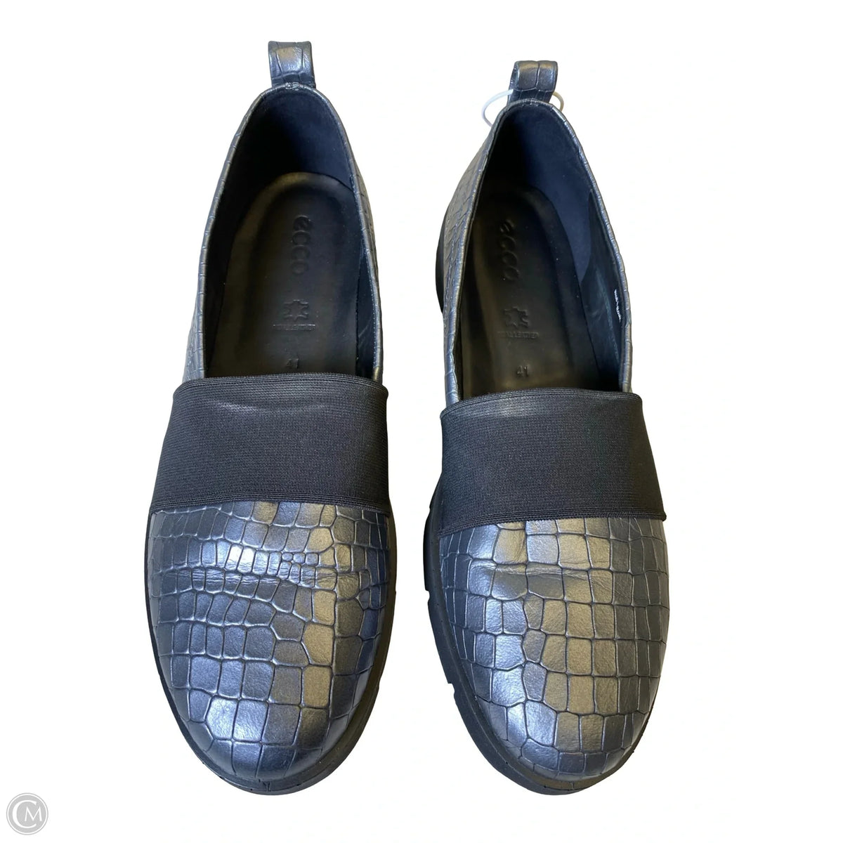 Shoes Flats By Ecco In Black & Silver, Size: 10.5