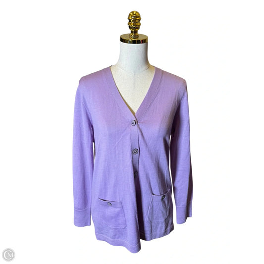 Sweater Cardigan By Talbots In Purple, Size: L