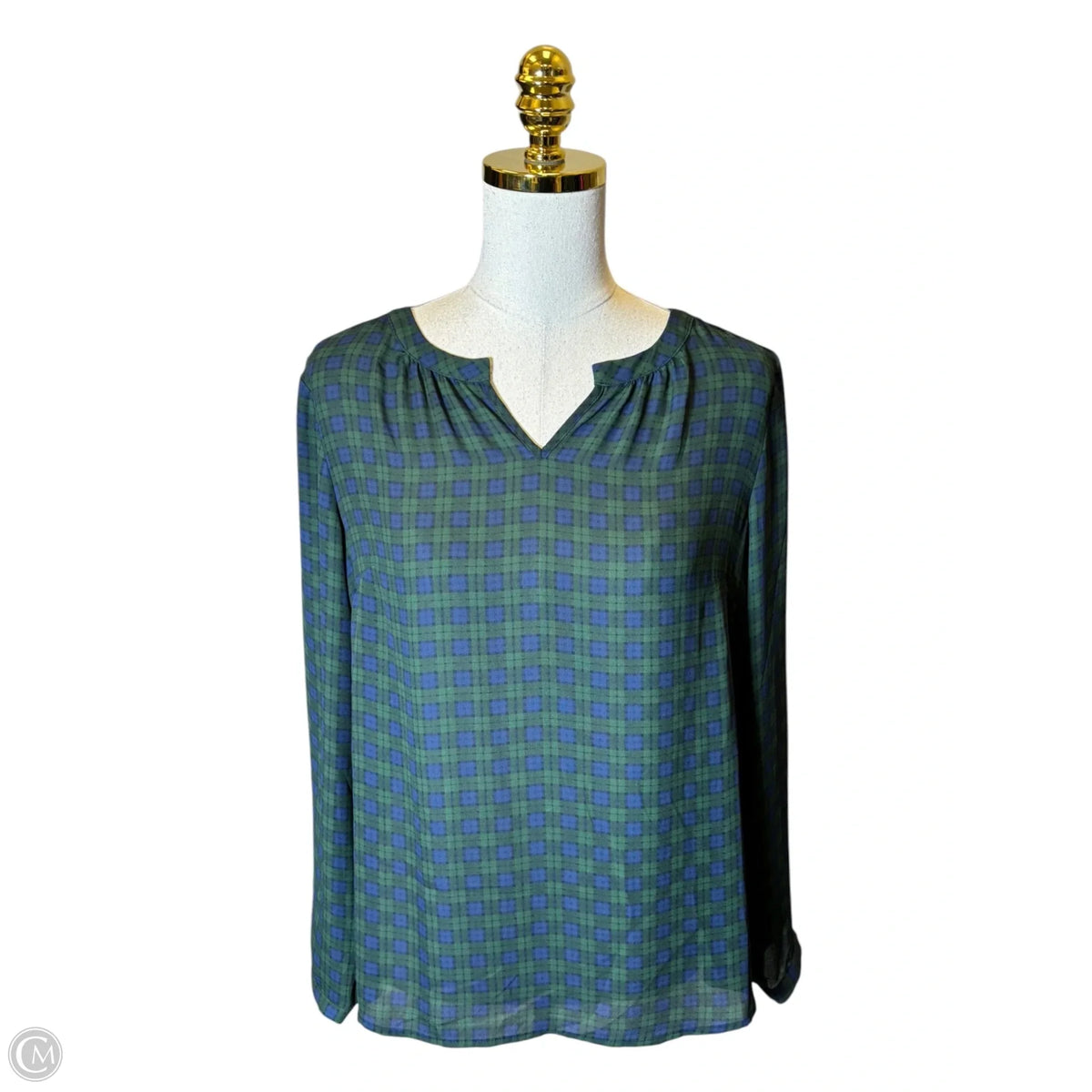 Top Long Sleeve By Talbots In Plaid Pattern, Size: S