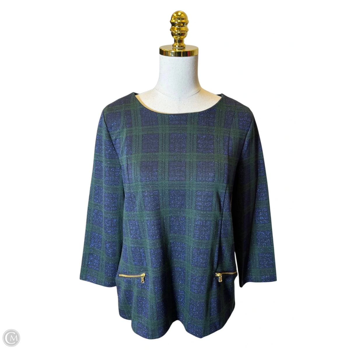 Top Long Sleeve By Talbots In Plaid Pattern, Size: M