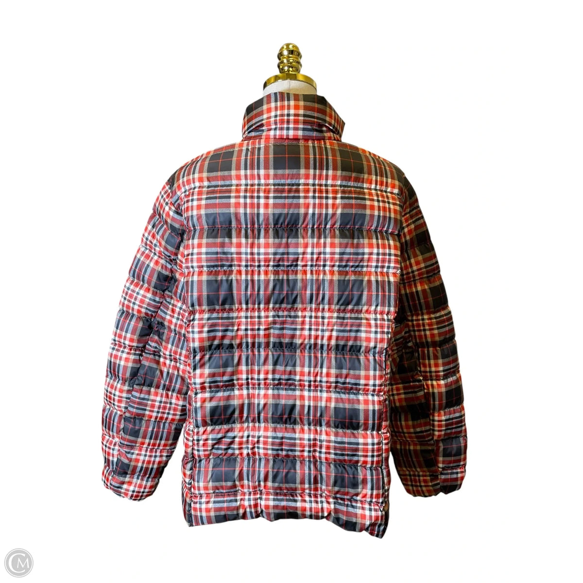 Jacket Puffer & Quilted By Eddie Bauer In Plaid Pattern, Size: 2x
