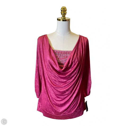 Top 3/4 Sleeve By Agb In Maroon, Size: L