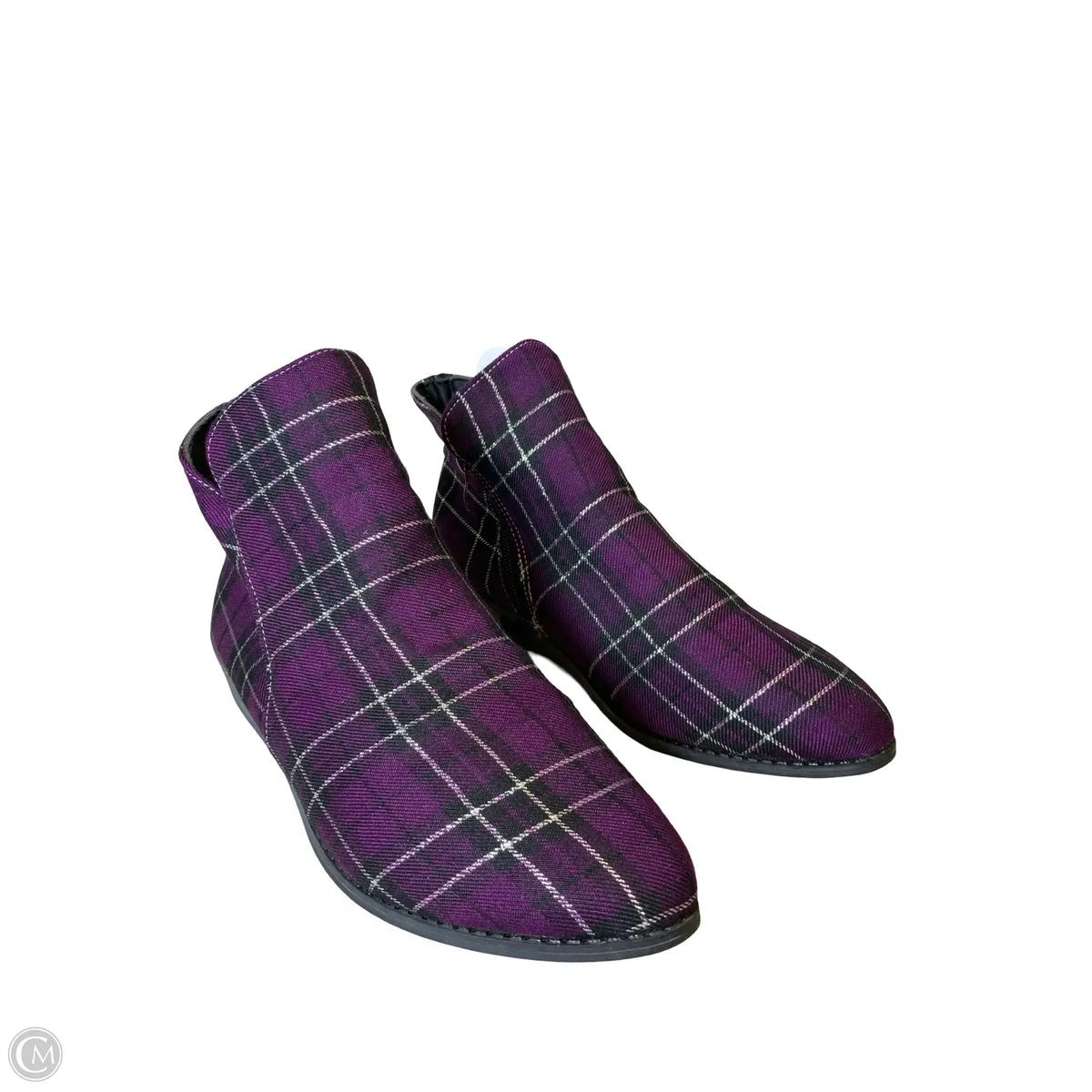 Boots Ankle Heels By Clothes Mentor In Plaid Pattern, Size: 10.5