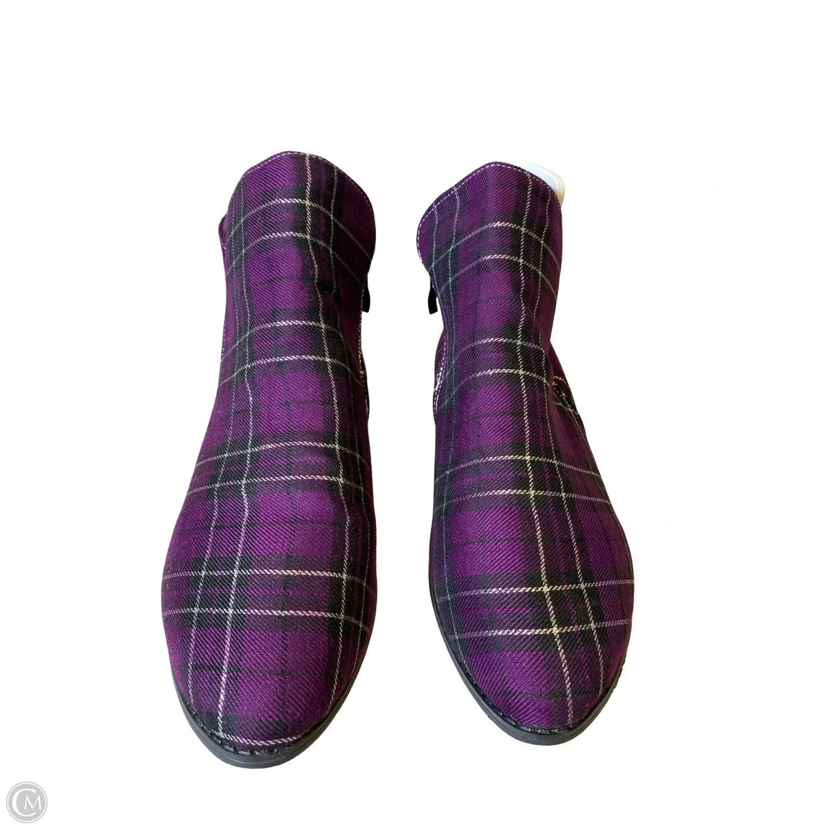 Boots Ankle Heels By Clothes Mentor In Plaid Pattern, Size: 10.5