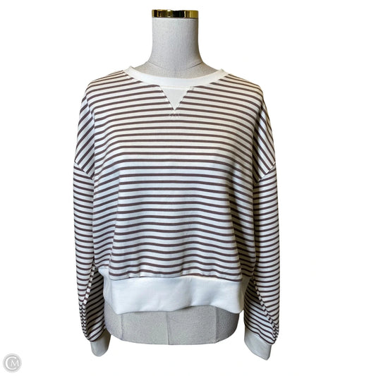 Athletic Sweatshirt Crewneck By Danskin In Brown & Cream, Size: L