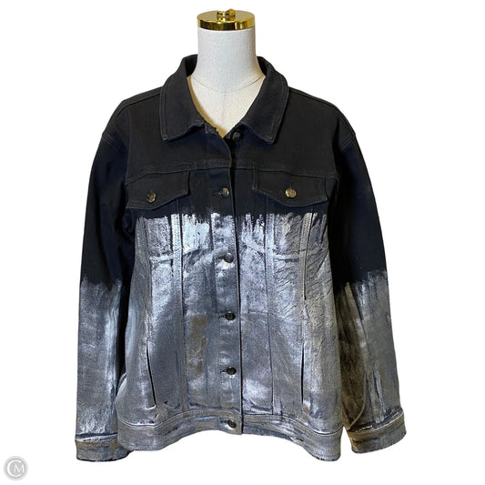 Jacket Denim By Dg2 In Black & Silver, Size: 1x