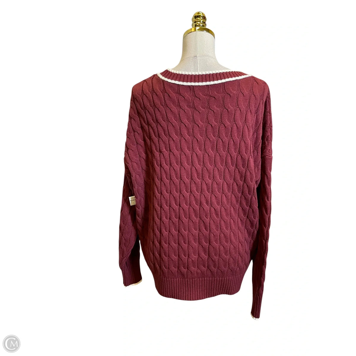 Sweater Cardigan By Old Navy In Red & White, Size: M