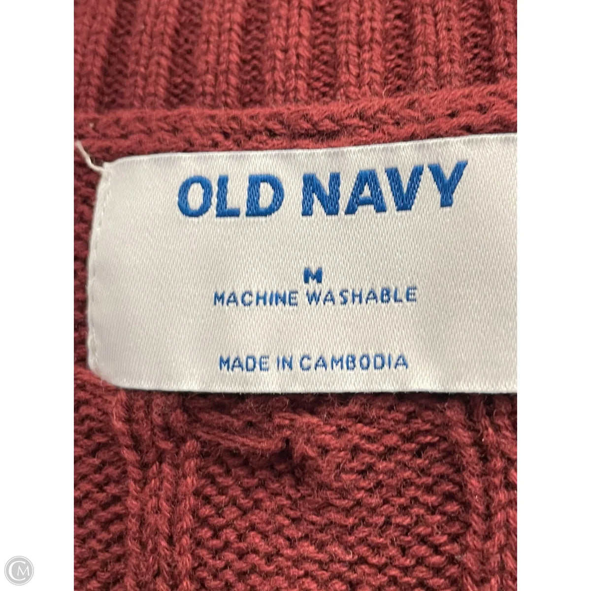 Sweater Cardigan By Old Navy In Red & White, Size: M