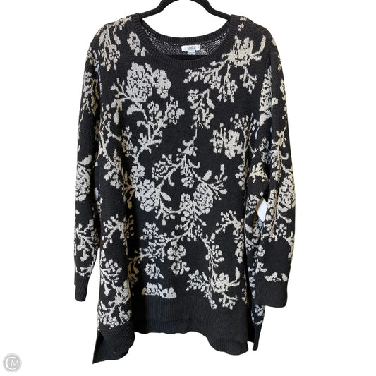 Sweater By Croft And Barrow In Black & Silver, Size: 2x