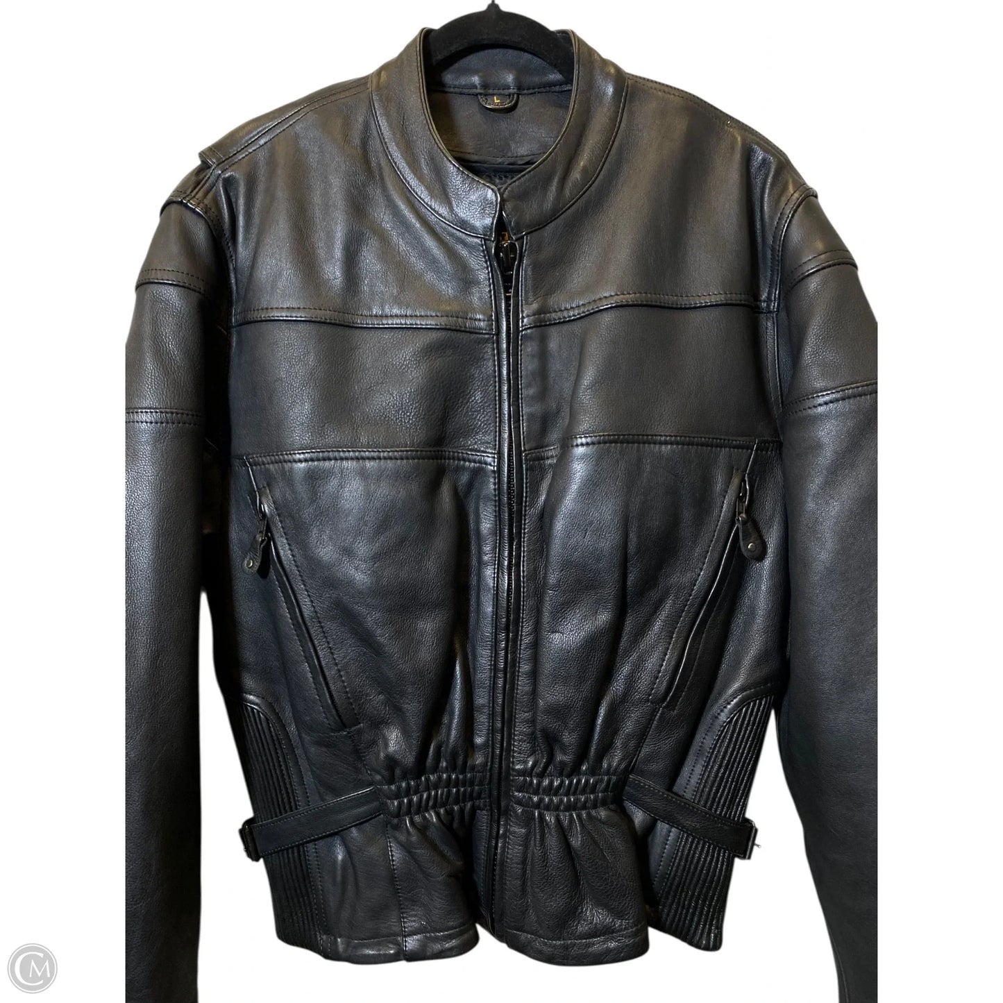 Jacket Leather By Clothes Mentor In Black, Size: L