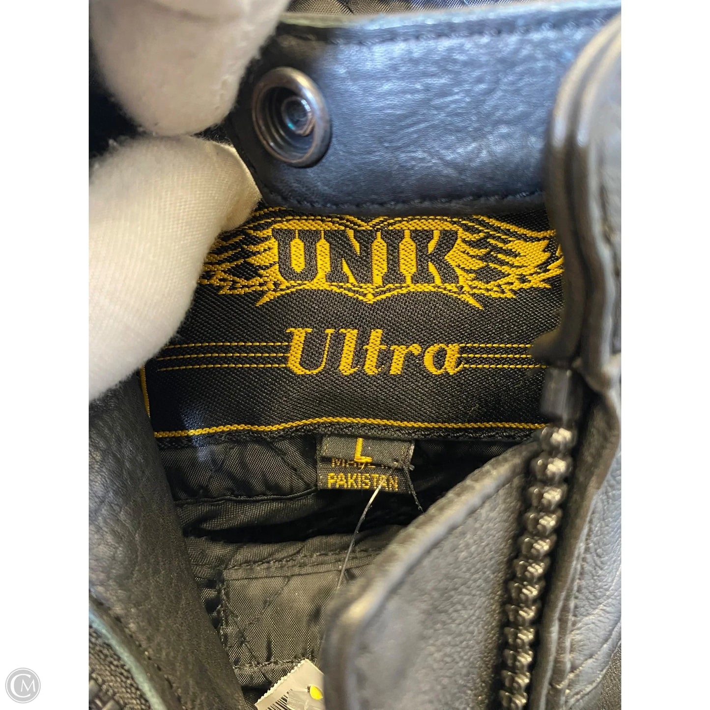 Jacket Leather By Clothes Mentor In Black, Size: L