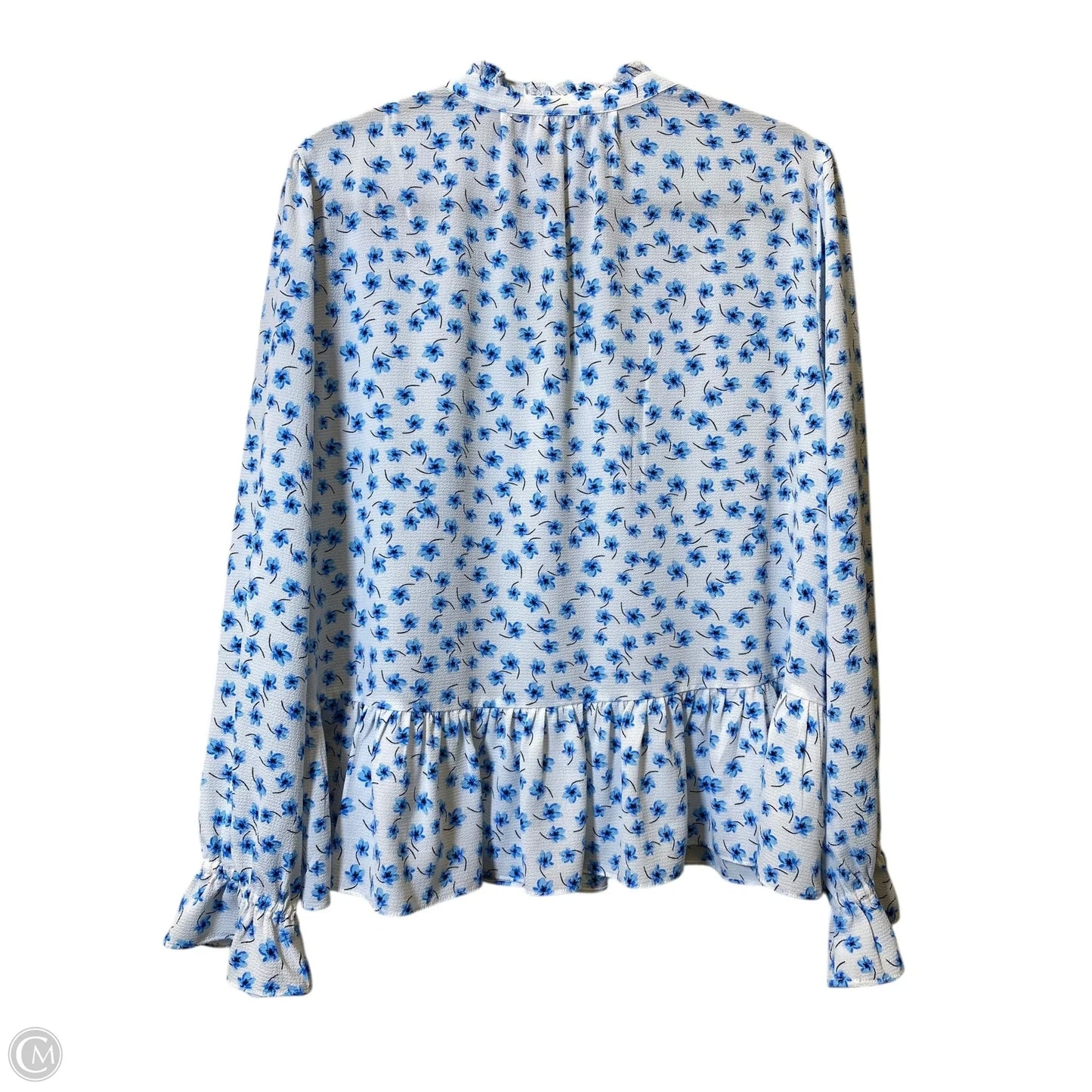 Top Long Sleeve By Cece In Blue & White, Size: L