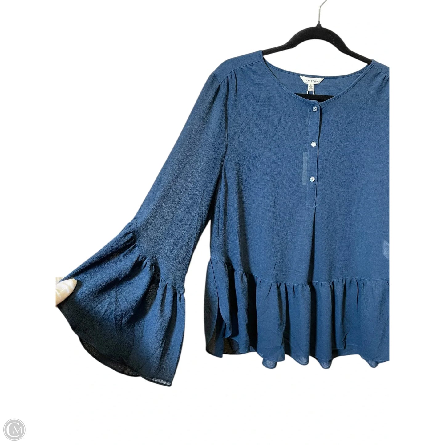Blouse Long Sleeve By Max Studio In Navy, Size: L