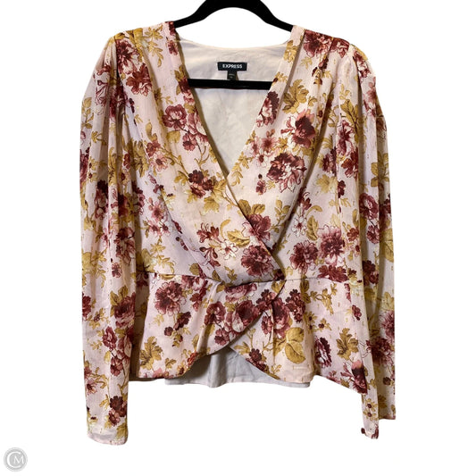 Blouse Long Sleeve By Express In Coral, Size: Xl