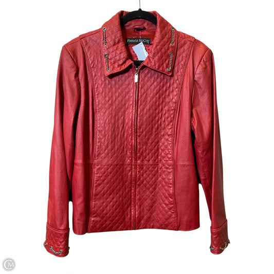 Jacket Leather By Pamela Mccoy In Red, Size: L