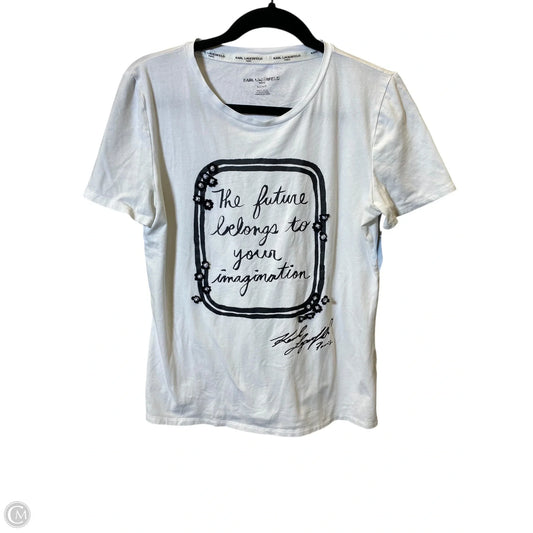 Top Short Sleeve Designer By Karl Lagerfeld In White, Size: S
