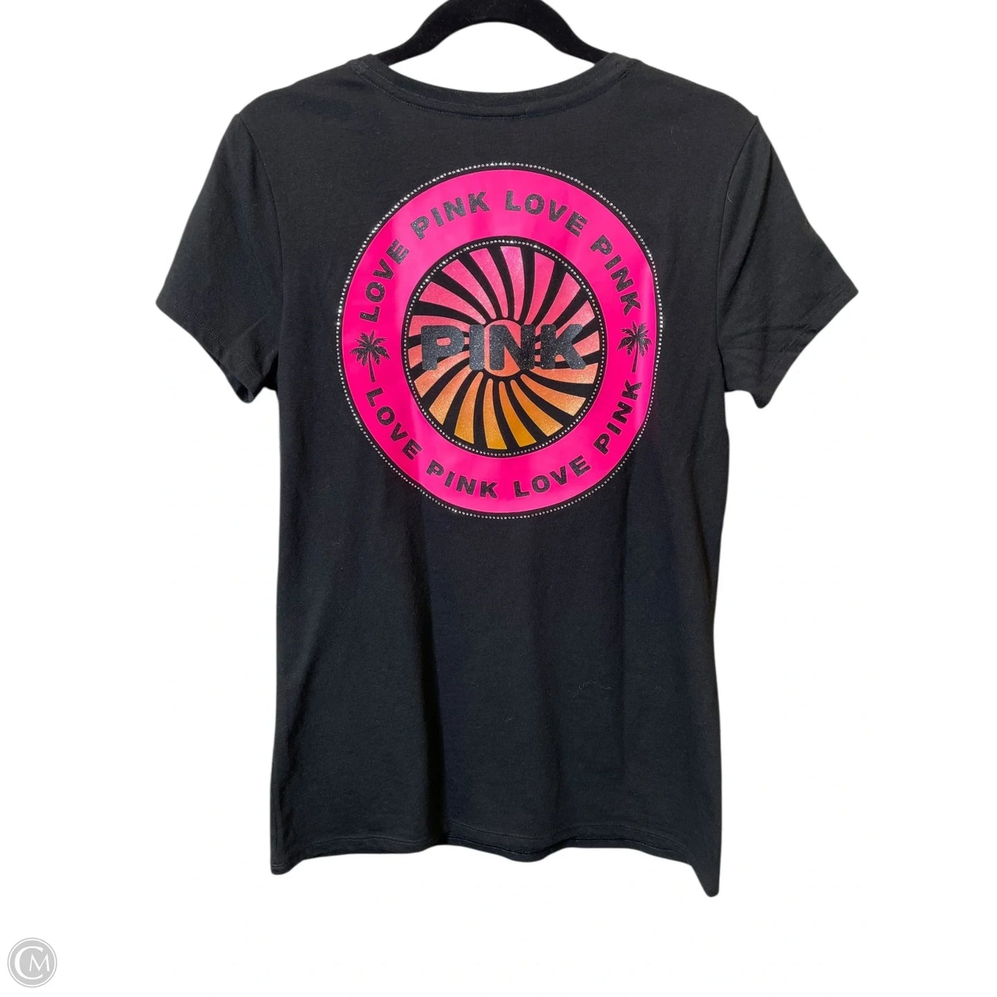 Top Short Sleeve By Pink In Black & Pink, Size: M