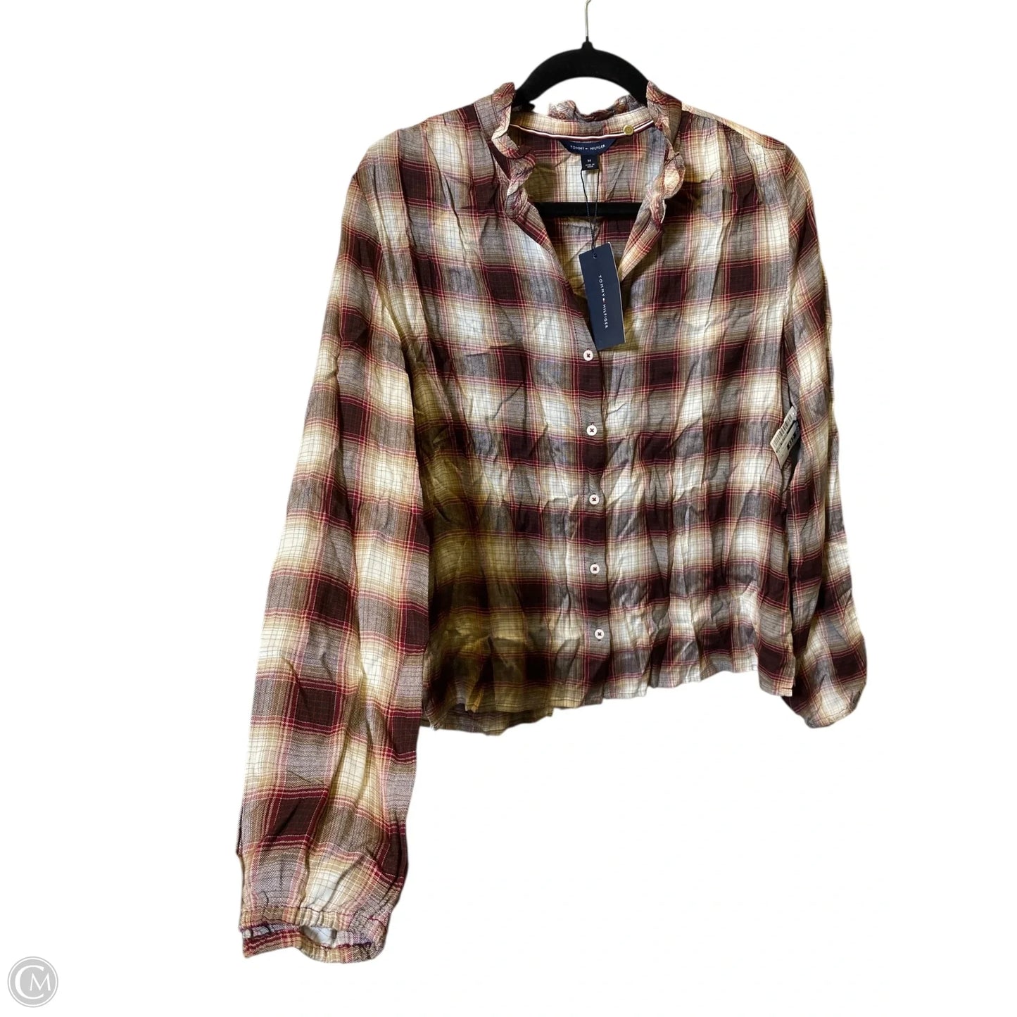 Top Long Sleeve By Tommy Hilfiger In Plaid Pattern, Size: M