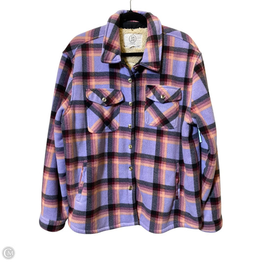 Jacket Fleece By Sage In Plaid Pattern, Size: Xxl