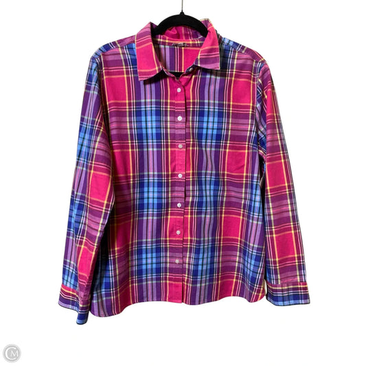 Top Long Sleeve By Talbots In Plaid Pattern, Size: Xl