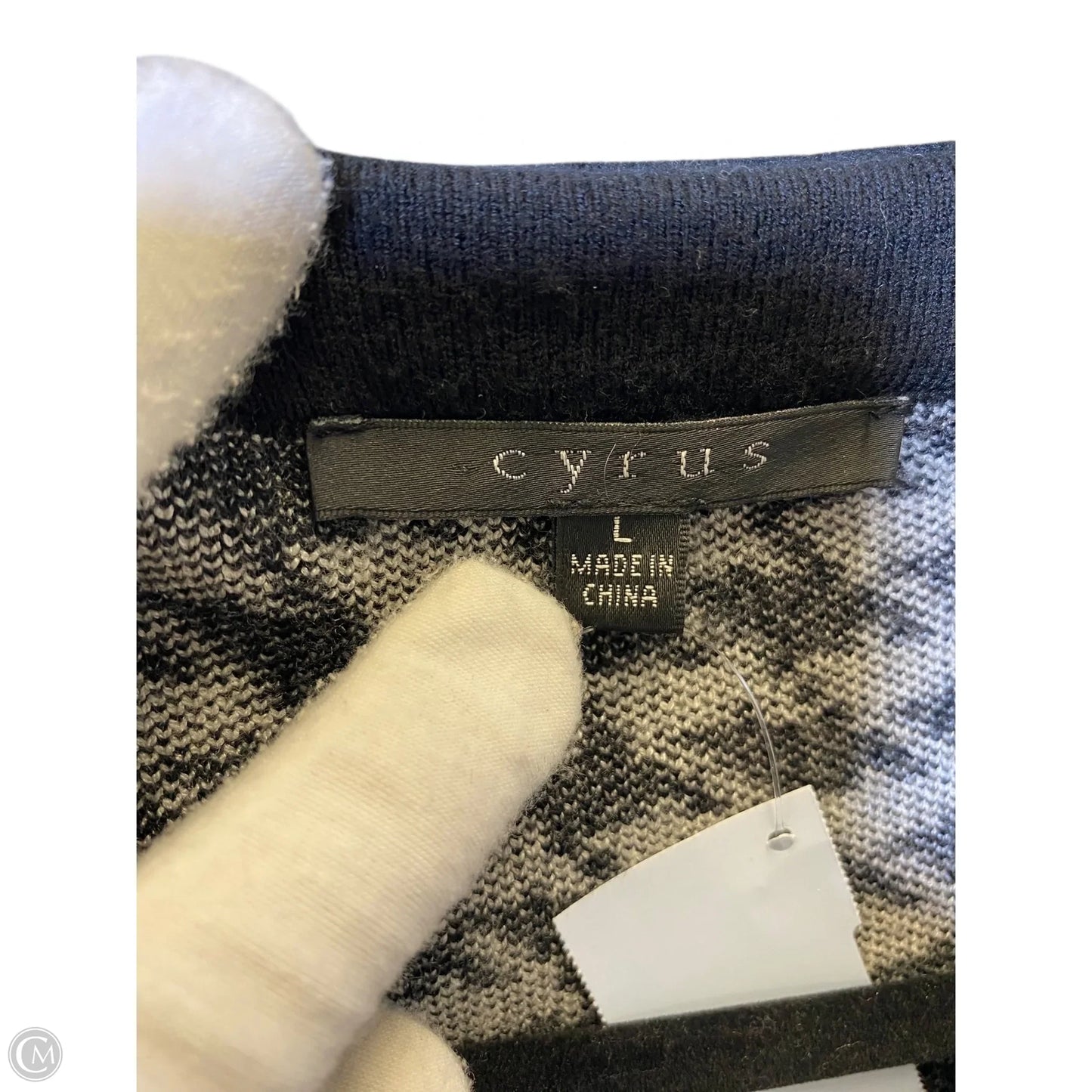 Sweater Cardigan By Cyrus In Black & White, Size: L