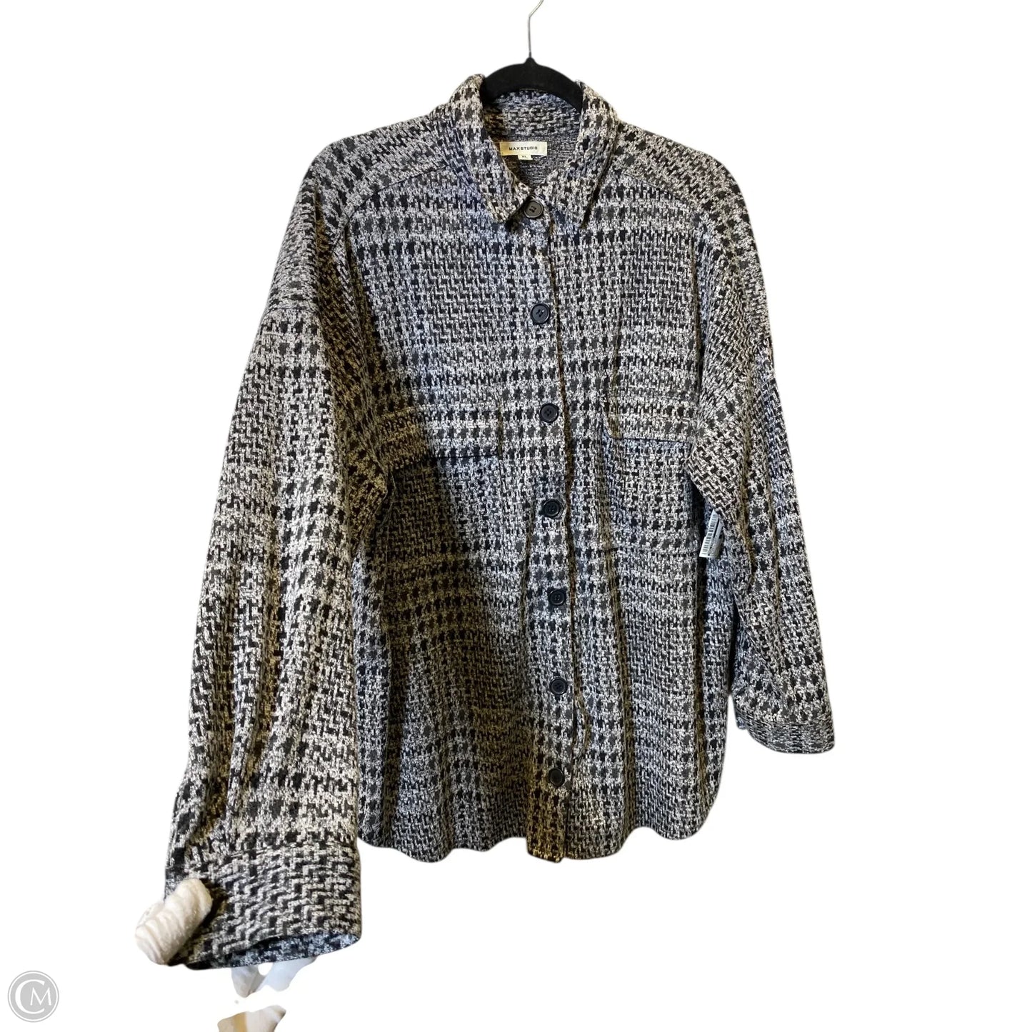 Jacket Fleece By Max Studio In Black & Grey, Size: Xl