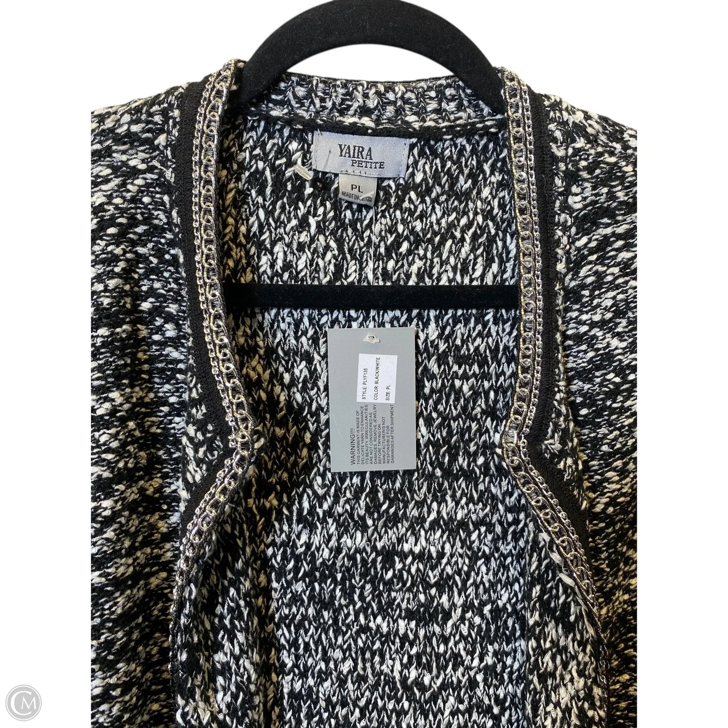 Cardigan By Clothes Mentor In Black & White, Size: L