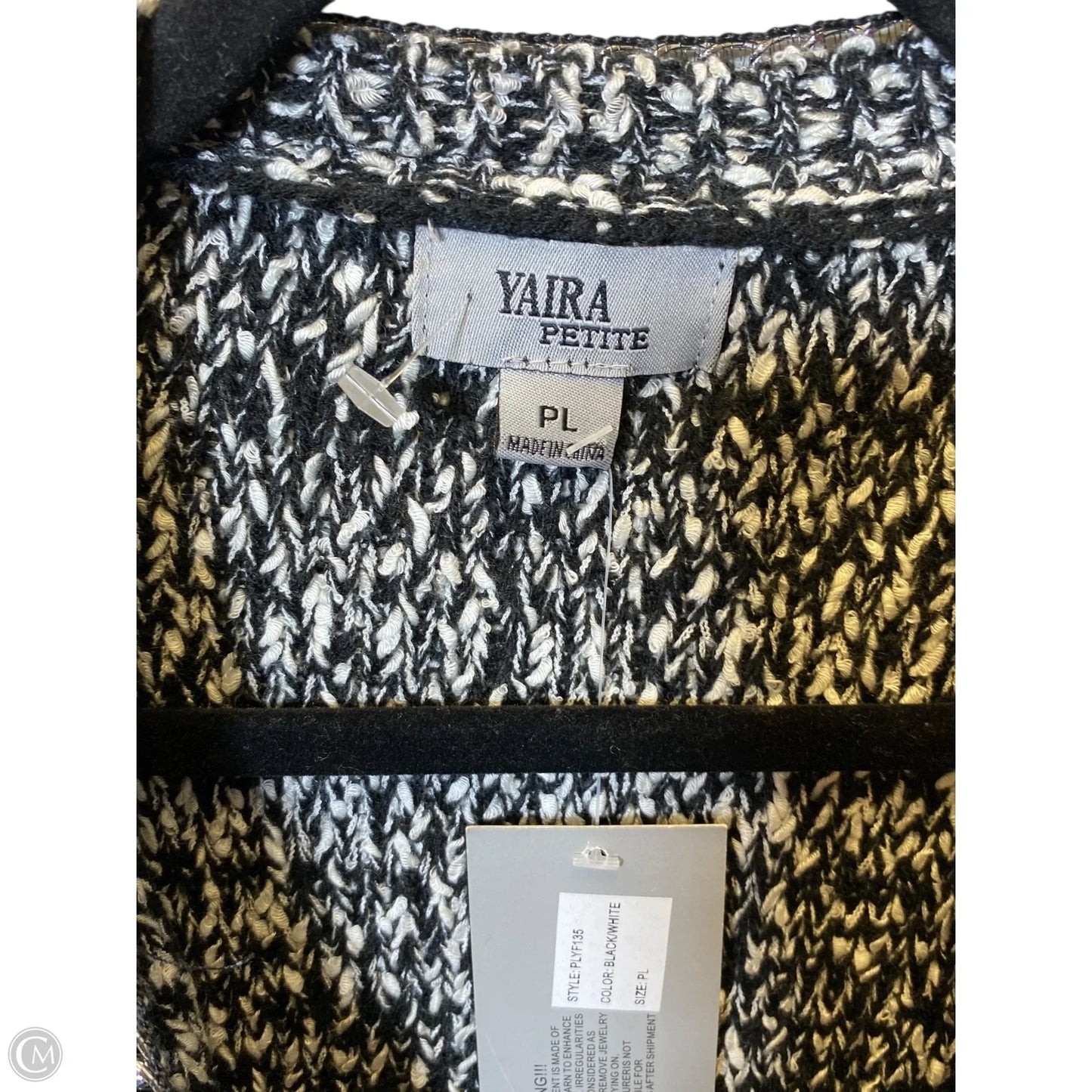 Cardigan By Clothes Mentor In Black & White, Size: L